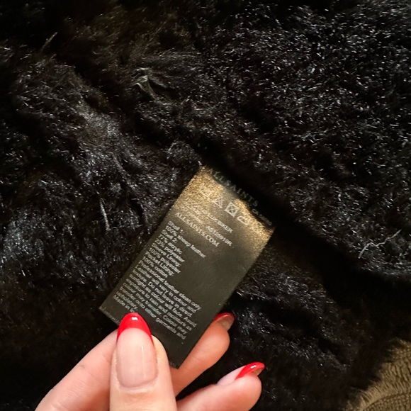 All Saints Black Sherpa Leather Jacket - Picture 5 of 7